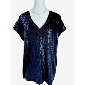 White House Black Market Top Medium Black Shimmer Animal Print Whimsygoth